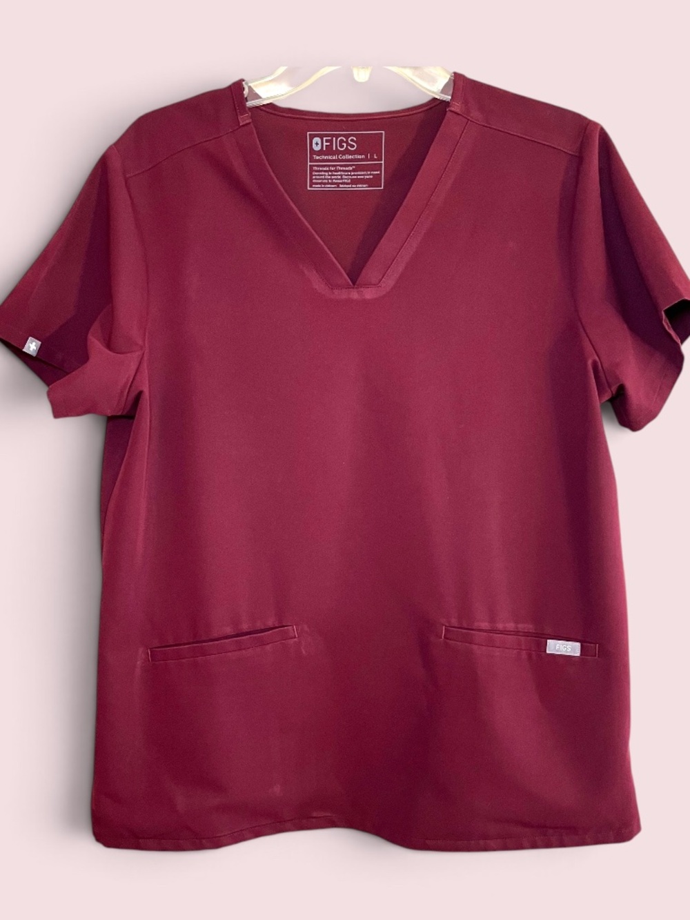 Figs Burgundy (#9370) Casma Scrub Top Size Large